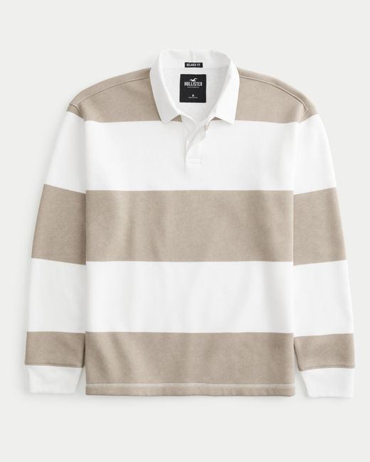 Hollister White Relaxed Rugby Sweatshirt for men
