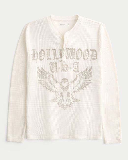 Hollister Natural Hollywood Graphic Thermal Henley for men