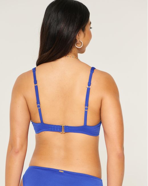 Hollister Blue Curvy High Apex Ribbed Underwire Bikini Top
