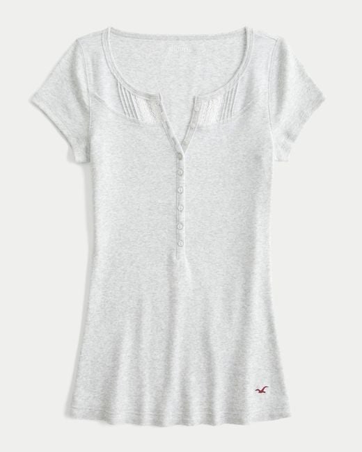 Hollister White Short-sleeve Icon Henley