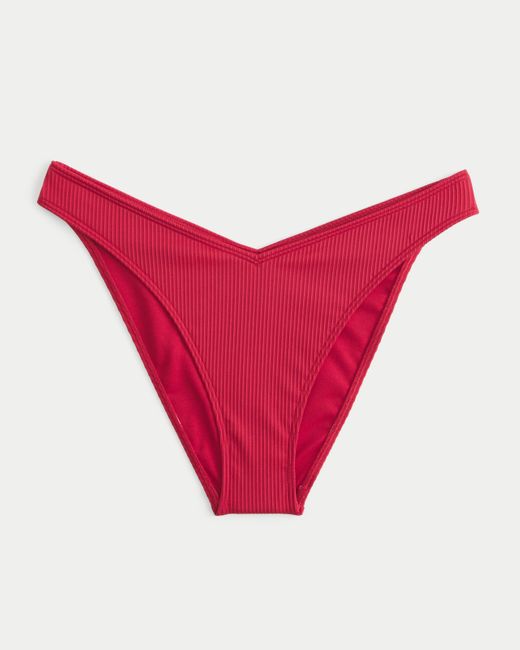 Hollister Pink Ribbed V-front High-leg Cheeky Bikini Bottom
