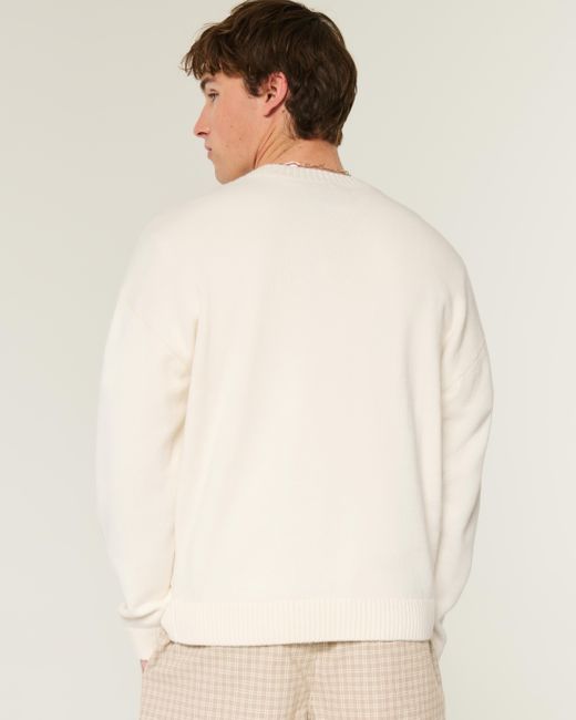 Hollister Blue Santorini Greece Graphic Crew Sweater for men