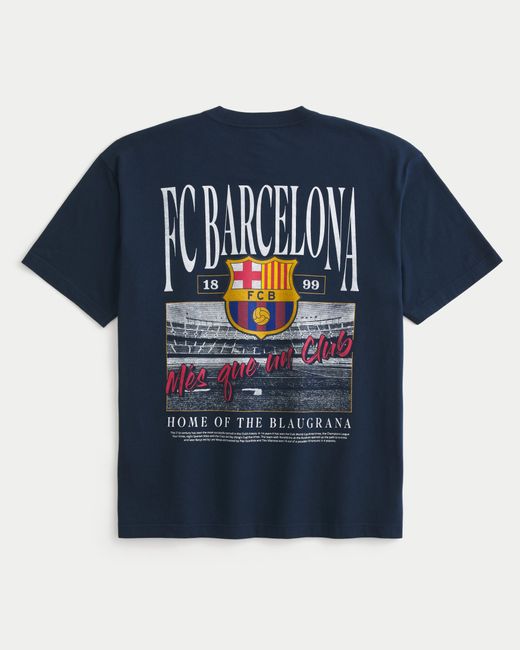 Hollister Blue Fc Barcelona Graphic Tee for men