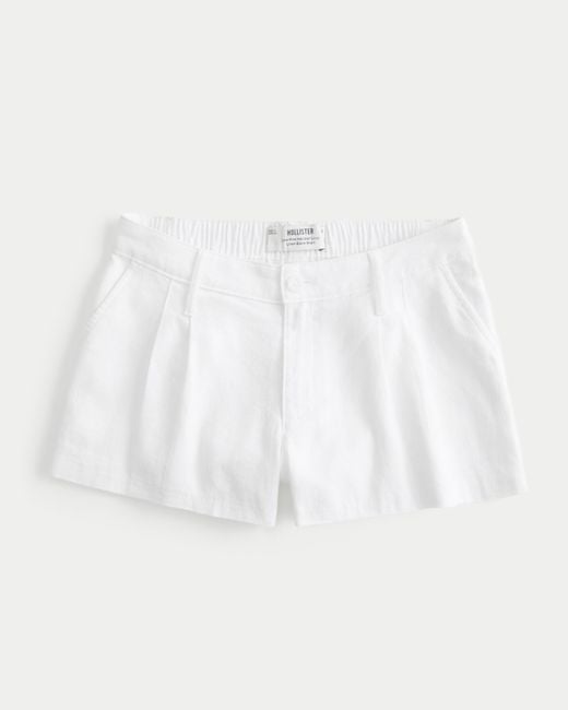 Hollister White Hollister Livvy Low-rise Linen-blend Shorts 3"