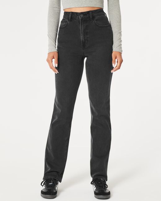 Hollister Gray Ultra High Rise Jeans in verwaschenem Schwarz im Stil der 90er