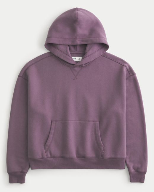 Hollister Purple Boxy Crop Hoodie for men