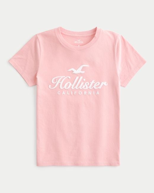 Hollister Pink Unkompliziertes Tee mit Logografik