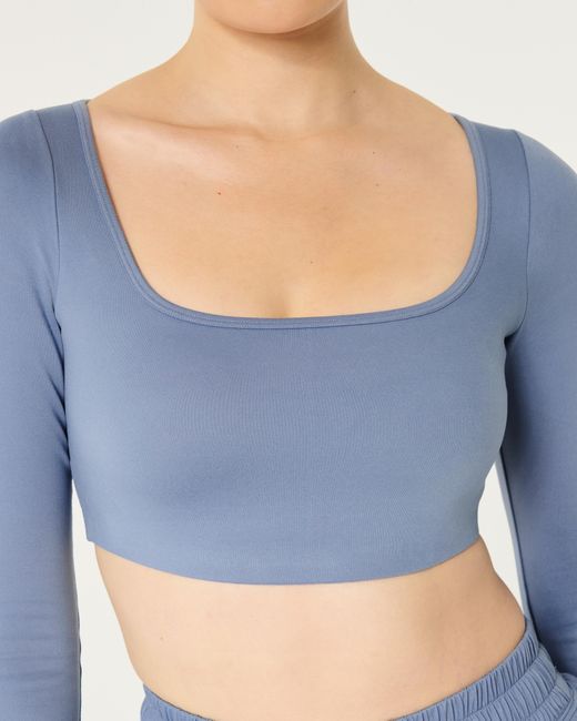 Hollister Blue Gilly Hicks Active Recharge Ultra-crop Long-sleeve Top