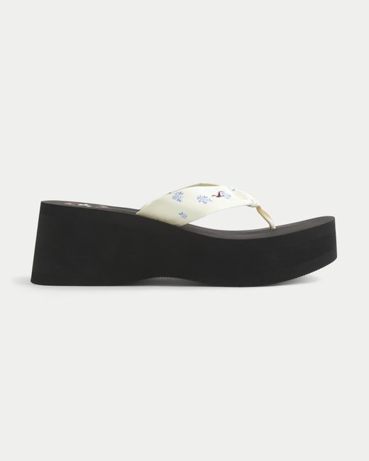 Hollister Black Platform Flip Flops