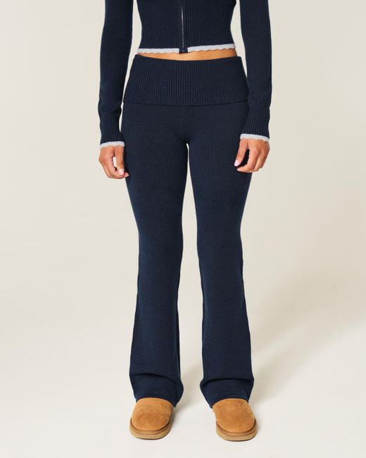 Hollister Blue Gilly Hicks Sweater-knit Foldover Bootcut Pants