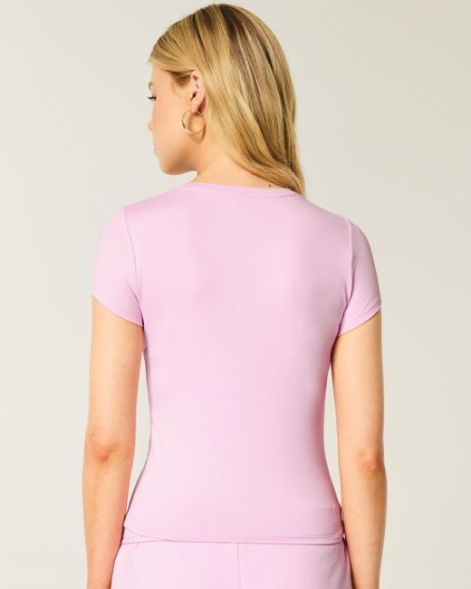Hollister Pink Soft Stretch Seamless Fabric Baby Tee