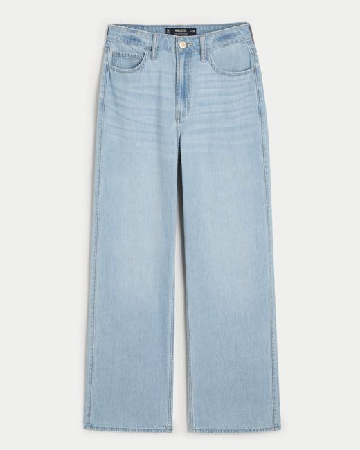 Hollister Blue Ultra High-rise Lightweight Light Wash Baggy Jeans