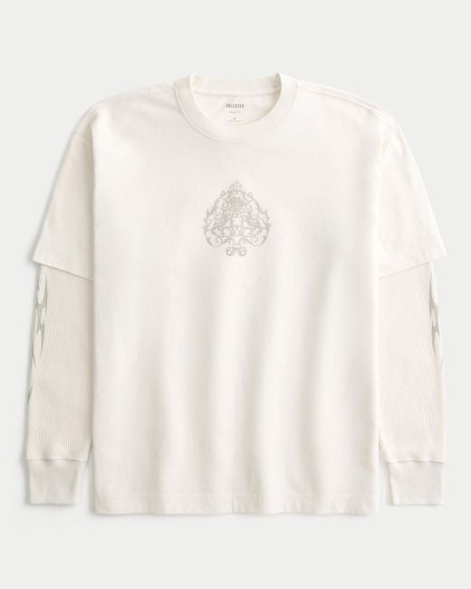Hollister Natural Layered 2-in-1 Long-sleeve Graphic Tee for men