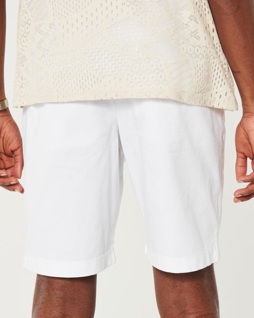 Hollister White Twill Flat-front Shorts 9" for men