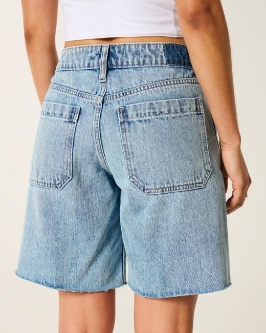 Hollister Blue Low-rise Light Wash Baggy Jort