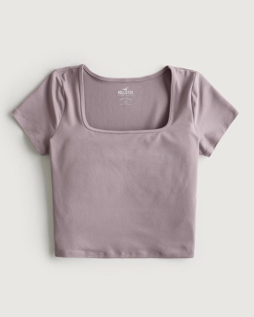 Hollister Gray Seamless Fabric Square-neck Baby Tee
