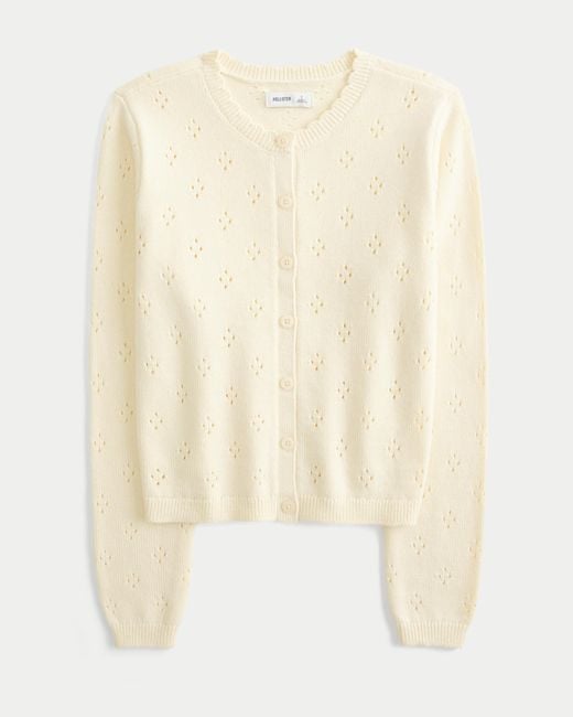 Hollister Natural Eyelet Crew Cardigan