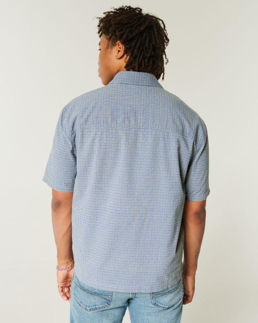 Hollister Blue Boxy Short-sleeve New York Graphic Shirt for men