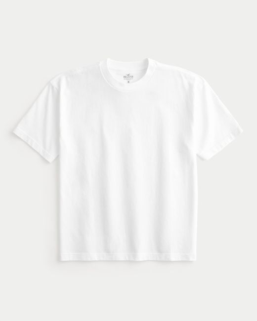 Hollister Schweres kastiges T-Shirt mit Rundhalsausschnitt in White für Herren