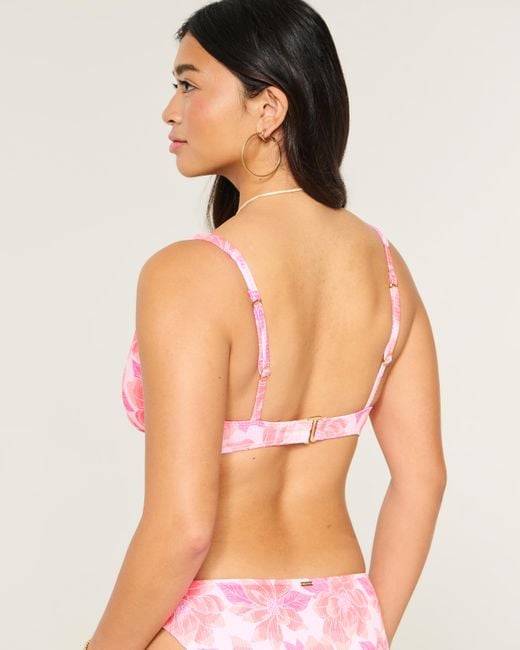 Hollister Pink Curvy High Apex Ribbed Underwire Bikini Top
