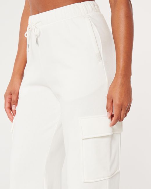 Hollister White Gilly Hicks Active Wide-leg Cargo Sweatpants
