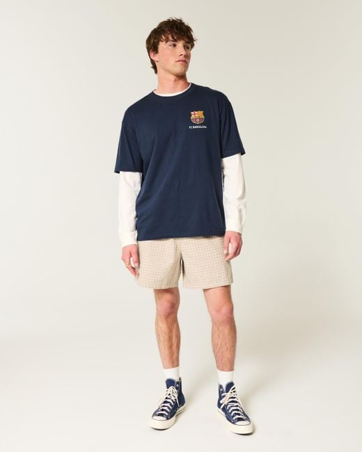Hollister Blue Fc Barcelona Graphic Tee for men