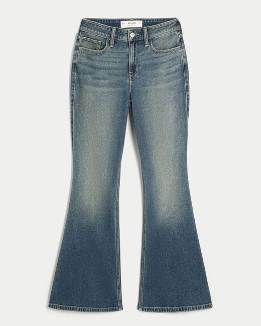 Hollister Blue Curvy High-rise Medium Wash Flare Jeans