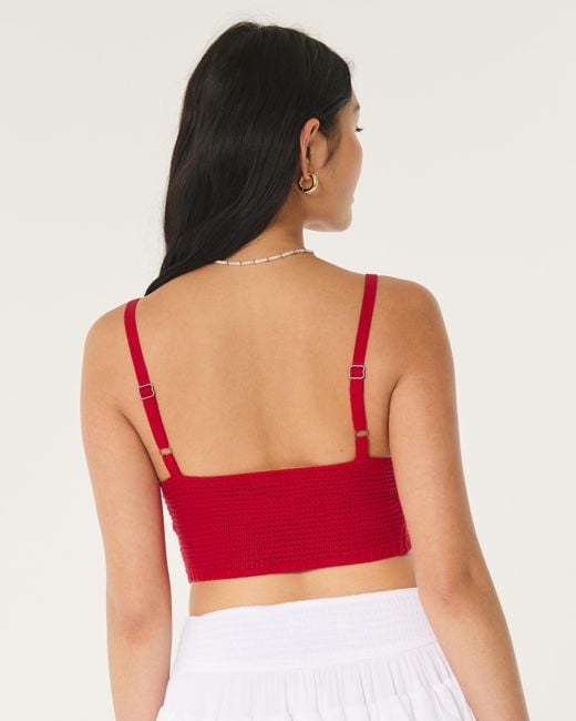 Hollister Red Crochet-style V-neck Bralette