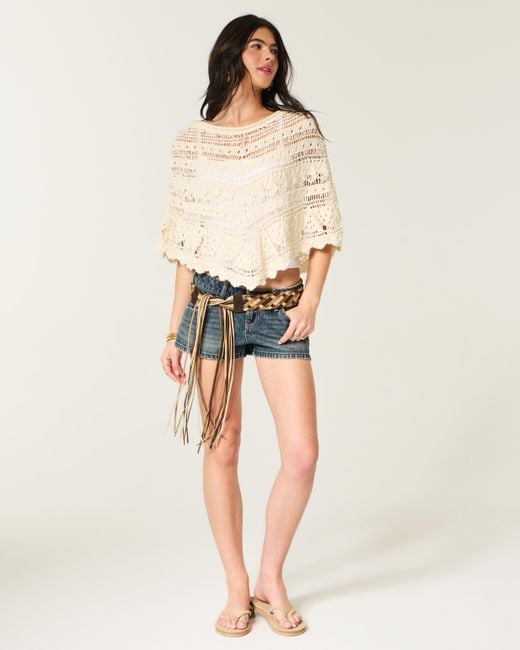 Hollister Natural Stitchy Crochet-style Poncho