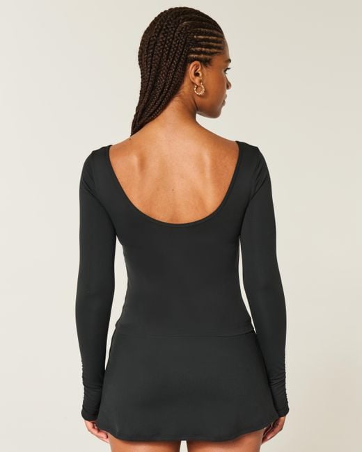 Hollister Black Gilly Hicks Active Recharge Cinch Sweetheart Top