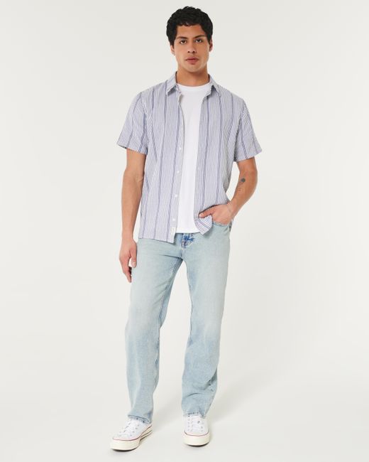 Hollister Blue Short-sleeve Striped Shirt for men