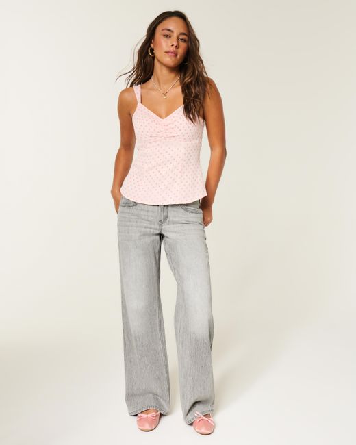 Hollister Gray Hollister Andi Adjustable Waist Low-rise Grey Baggy Jeans