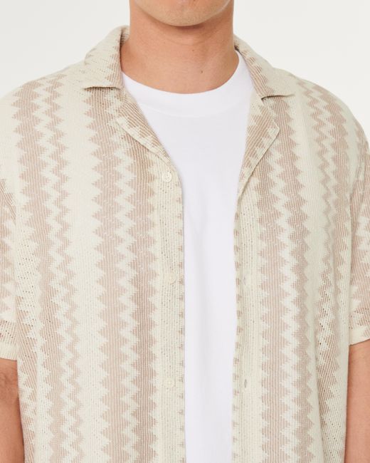 Hollister Natural Short-sleeve Crochet-style Shirt for men