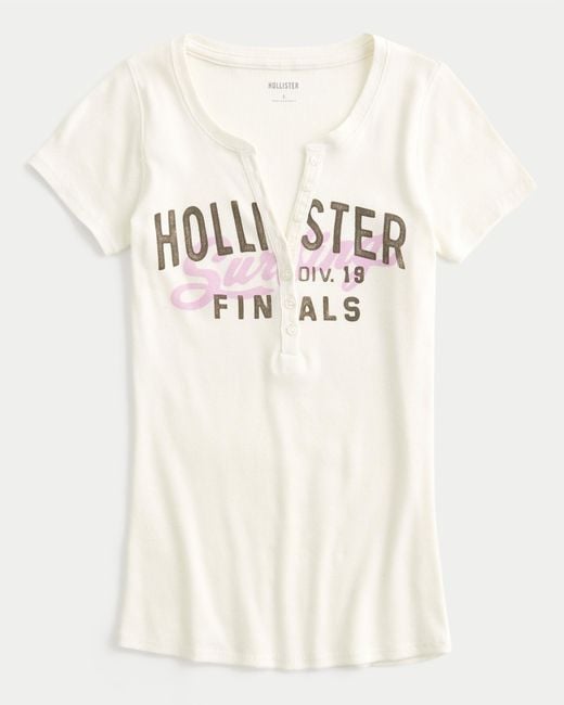 Hollister Natural Surf Logo Graphic Henley T-shirt