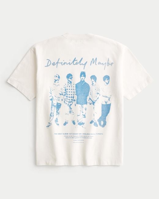 Hollister Blue Boxy Heavyweight Oasis Graphic Tee for men