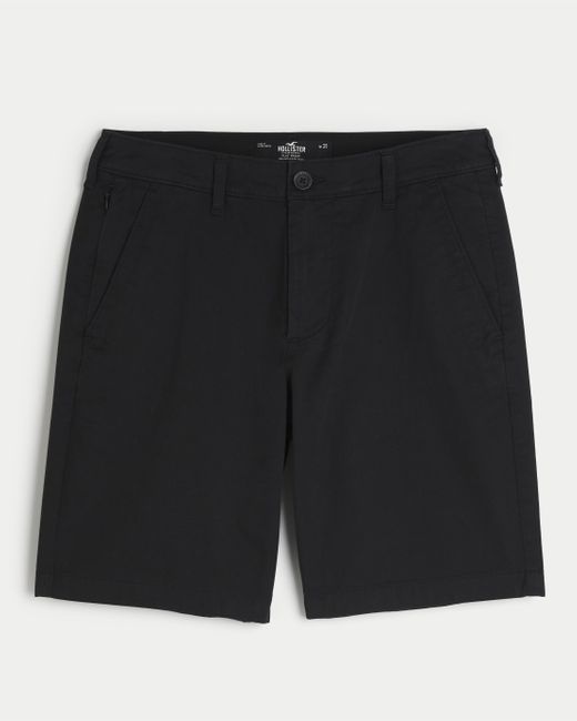 Hollister Black Flat-front Twill Shorts 9" for men