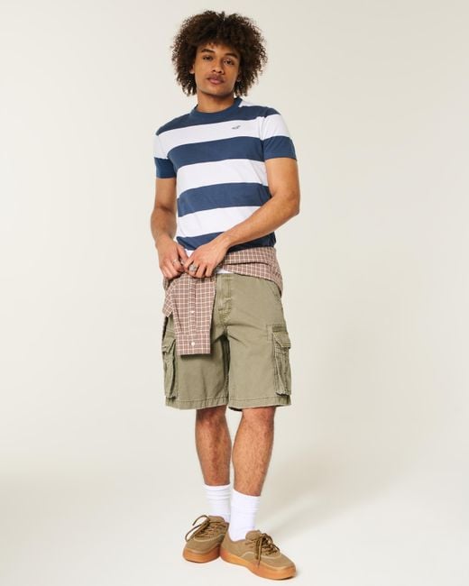 Hollister Blue Cotton Icon Crew T-shirt for men