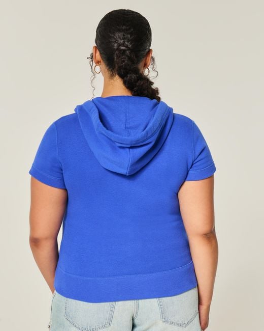 Hollister Blue Hollister Feel Good Short-sleeve Zip-up Hoodie