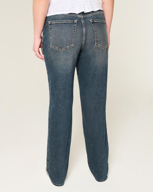 Hollister Blue High-rise Dark Wash Straight Jeans
