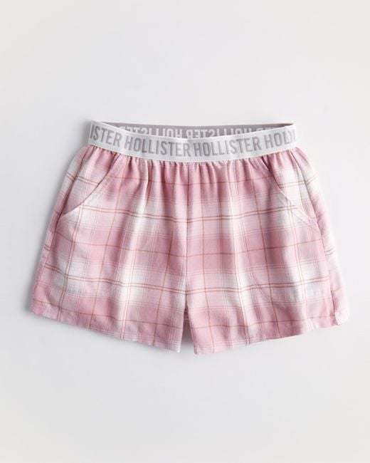 Hollister Pink Flannel Sleep Shorts
