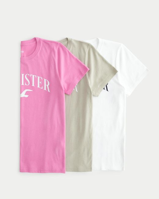 Hollister Pink Easy Logo Graphic Tee 3-pack