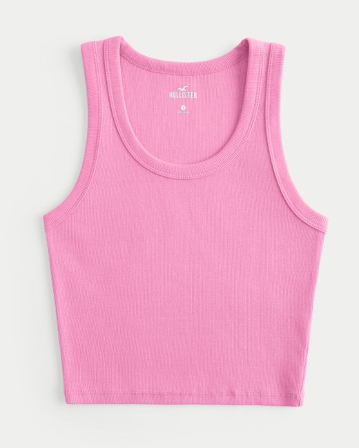 Hollister Pink Ribbed Scoop Tank