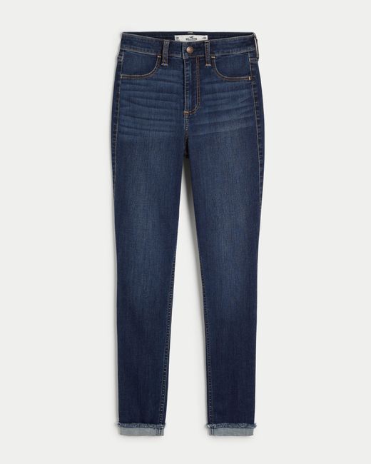 Hollister Blue Curvy High Rise Jeans-Leggings in dunkler Waschung