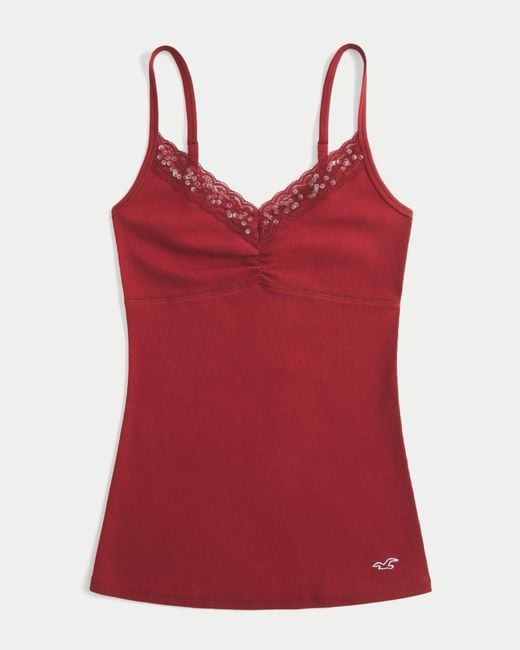 Hollister Red Holiday Vault Release Lace Trim Layering Cami