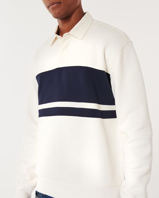 Hollister Blue Relaxed Long-sleeve Rugby Polo Sweatshirt for men