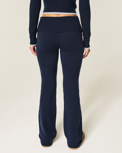Hollister Blue Gilly Hicks Sweater-knit Foldover Bootcut Pants