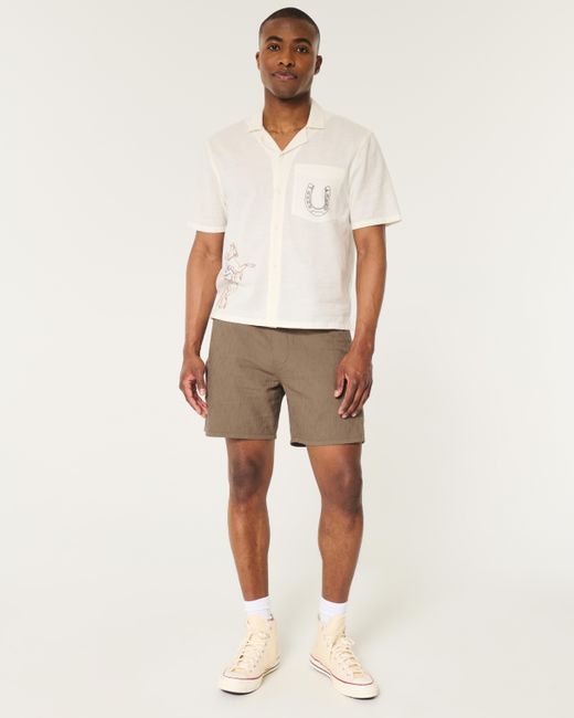 Hollister Brown Textured Cotton Pull-on Shorts for men