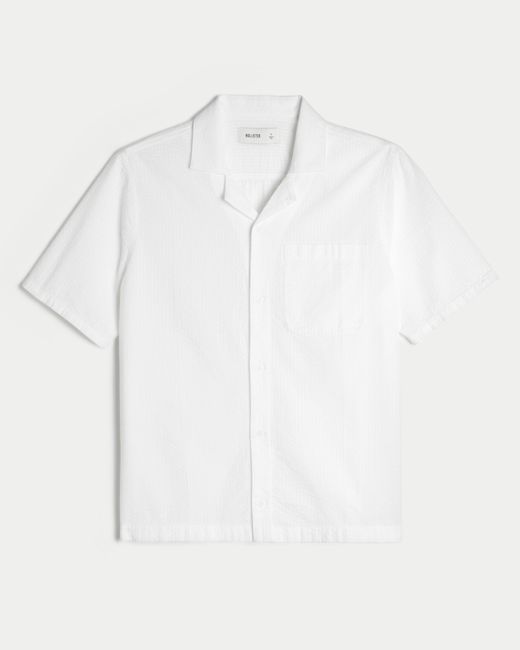 Hollister White Short-sleeve Seersucker Shirt for men