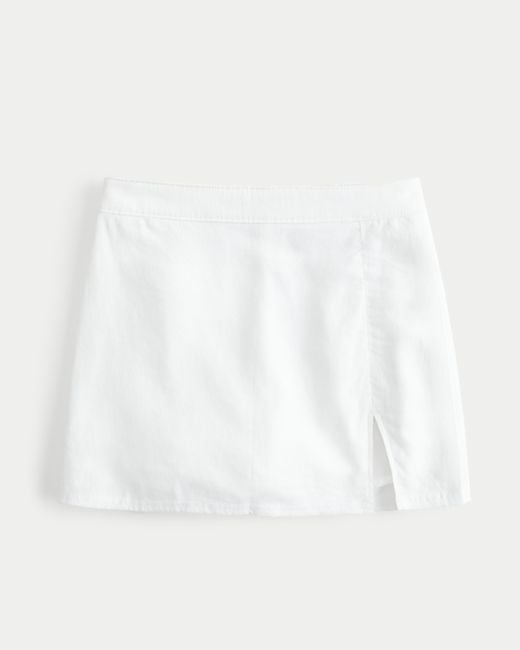Hollister White Linen Blend Mini Skort