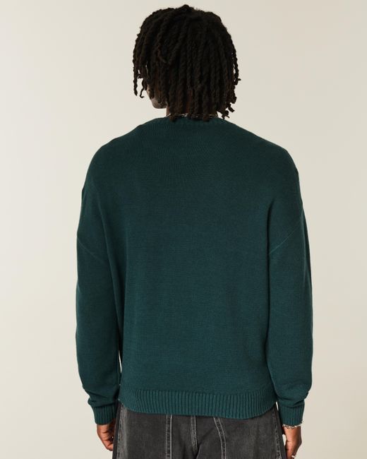 Hollister Green Boxy Chamonix France Graphic Crew Sweater for men